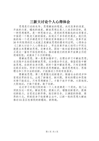 三新大讨论个人心得体会 