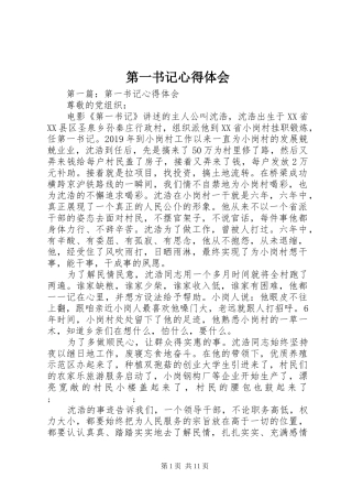 第一书记心得体会 