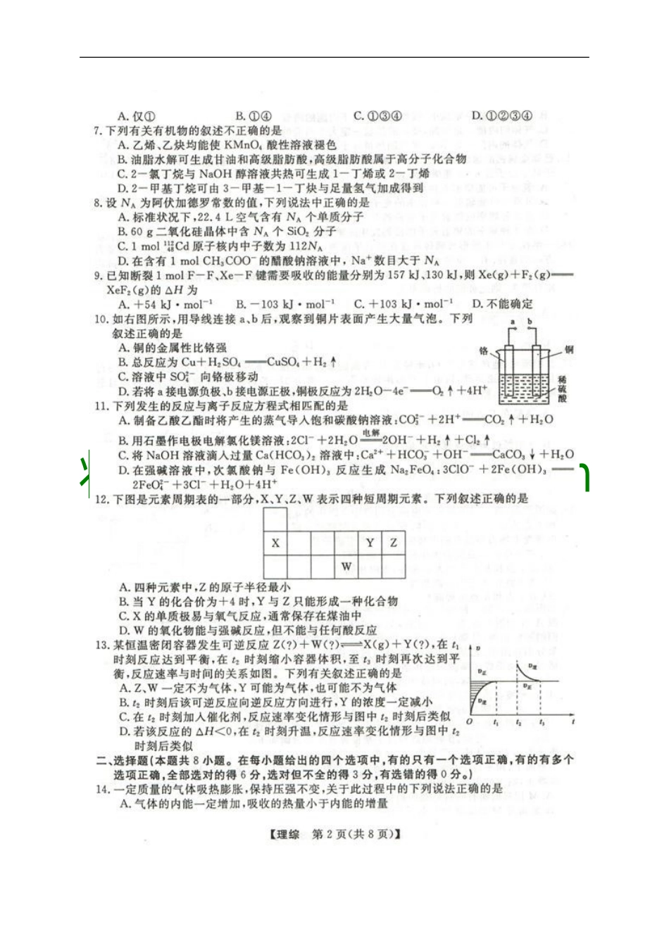 2012年南宁市三模理科综合试题及答案_第2页