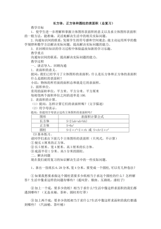 长方体正方体和圆柱的表面积复习