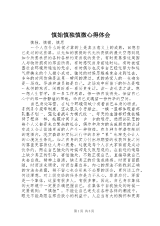 慎始慎独慎微心得体会 
