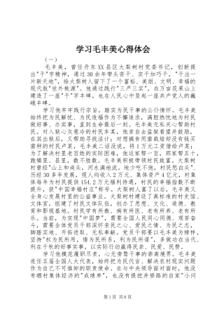 学习毛丰美心得体会 