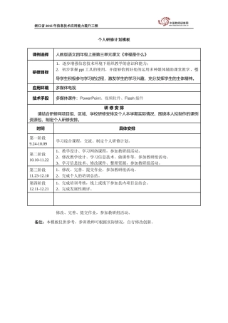 个人研修计划(wswfish)