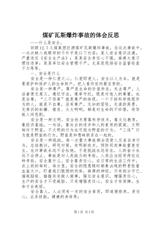 煤矿瓦斯爆炸事故的体会反思 