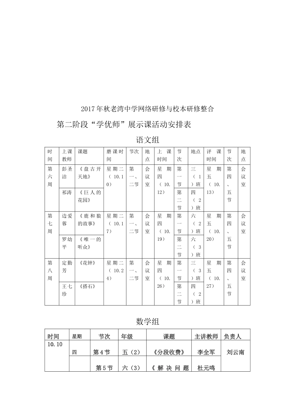 老湾中心学校小学部研修网工作计划_第3页