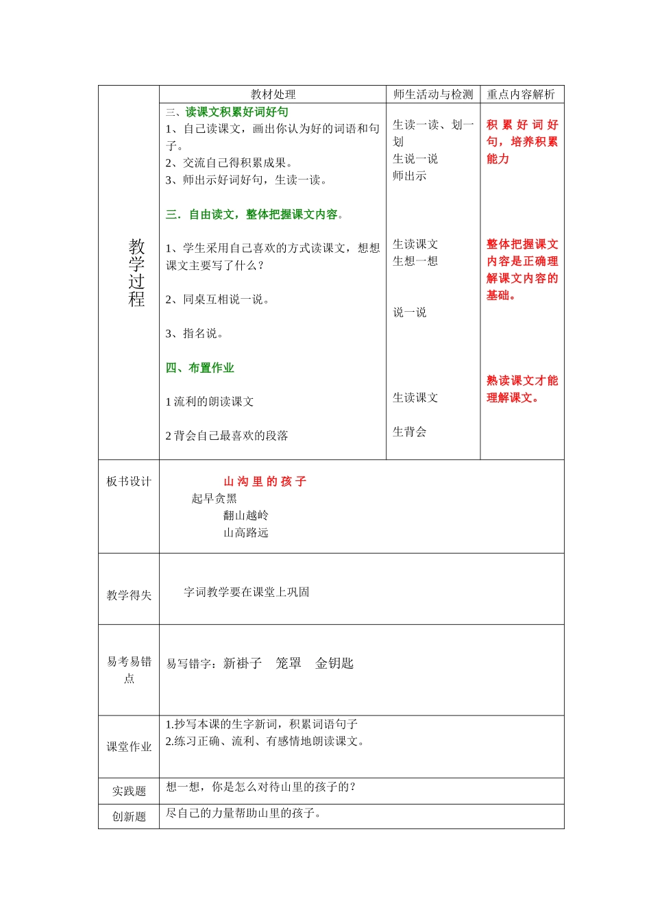 《山沟里的孩子》教案_第2页
