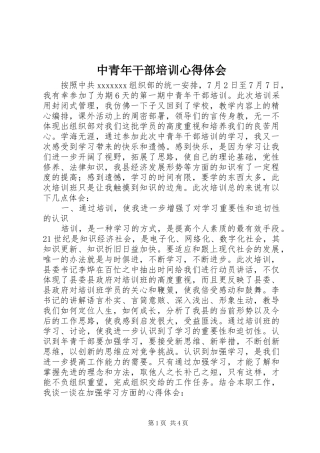 中青年干部培训心得体会 