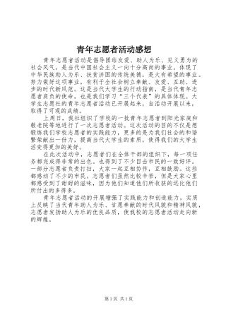 青年志愿者活动感想 