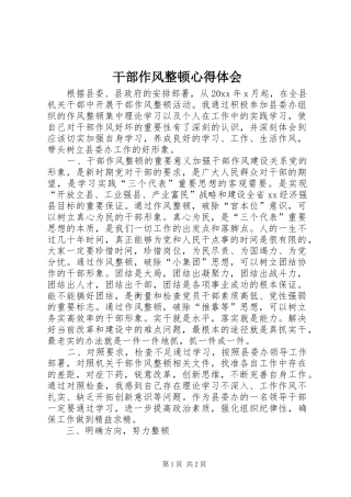 干部作风整顿心得体会 