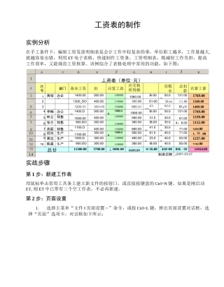 工资表的制作