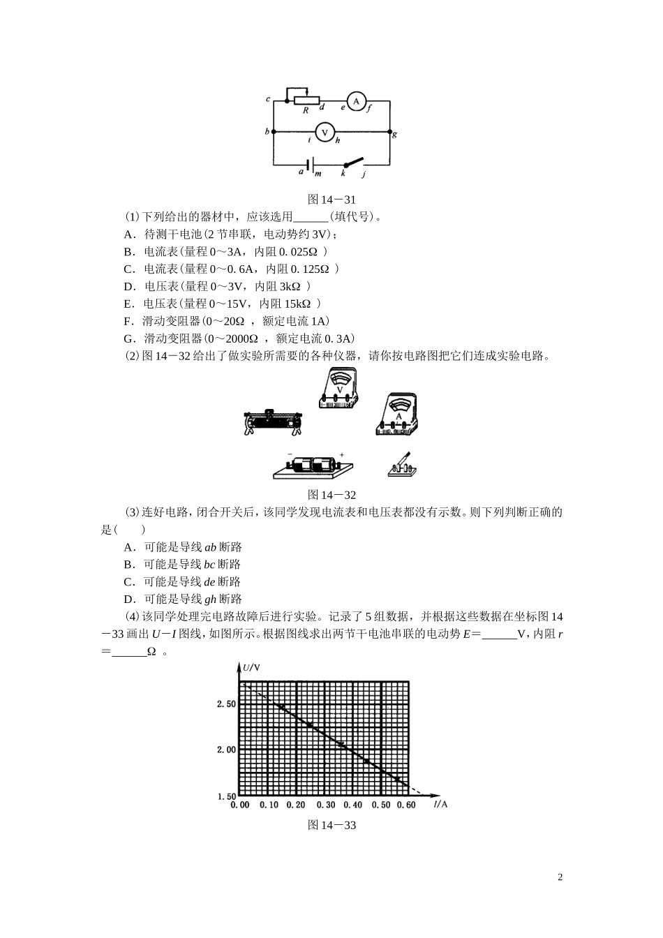 2014天津高考实验专题十一测电源的电动势和内阻_第2页