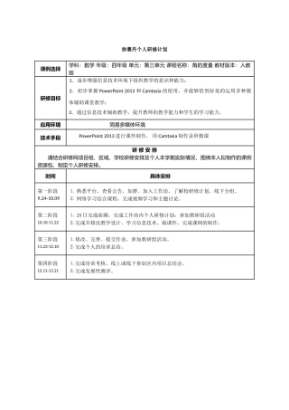 徐赛丹个人研修计划