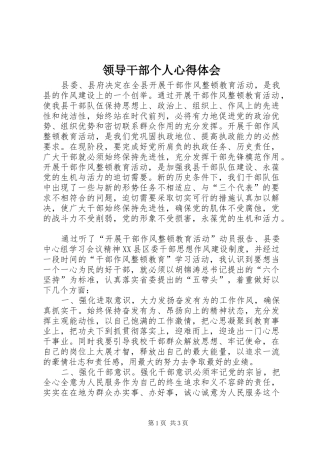 领导干部个人心得体会 