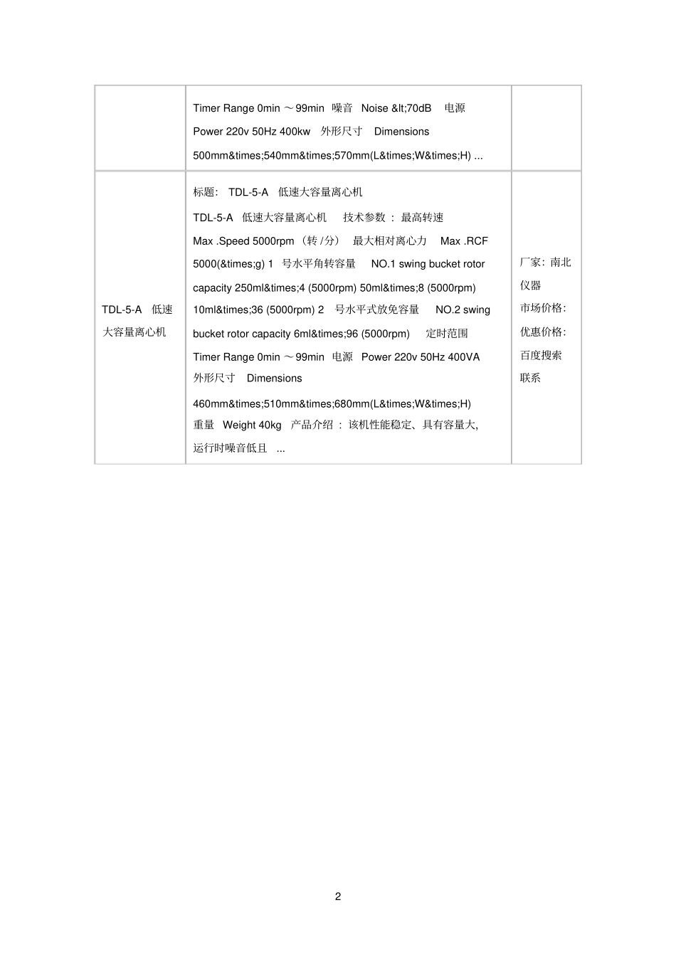 TDL-40B低速大容量离心机和低速大容量离心机价格_第2页
