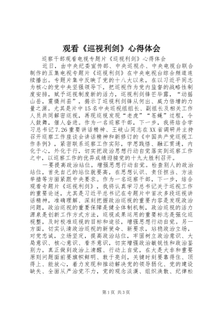 观看《巡视利剑》心得体会 