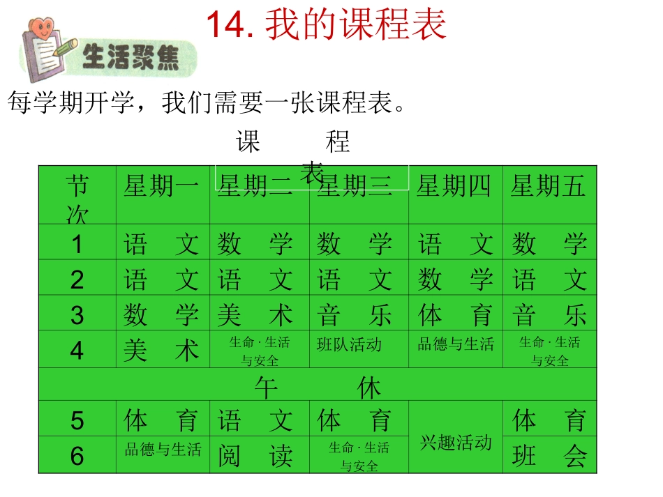 我的课程表MicrosoftPowerPoint演示文稿_第1页