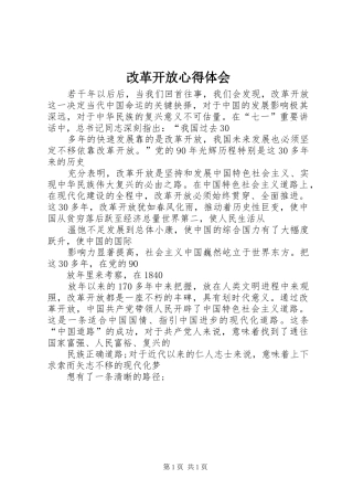 改革开放心得体会 