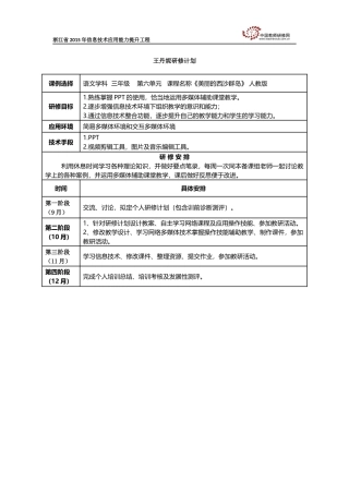 王丹妮研修计划