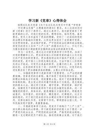 学习新《党章》心得体会 