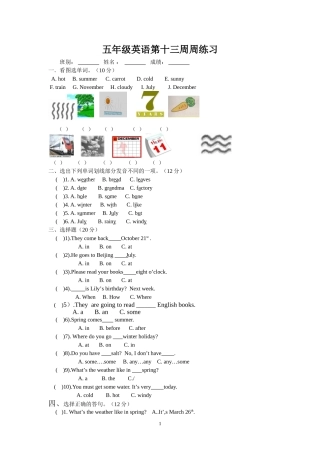 五年级英语第十三周周练习