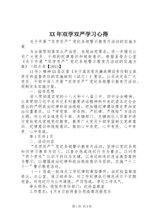 XX年双学双严学习心得 