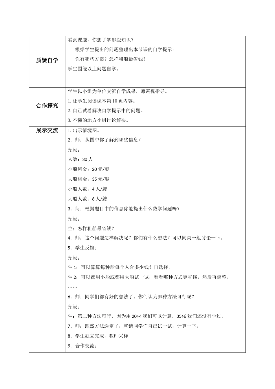 小学数学2011版本小学四年级解决问题——租船问题_第2页