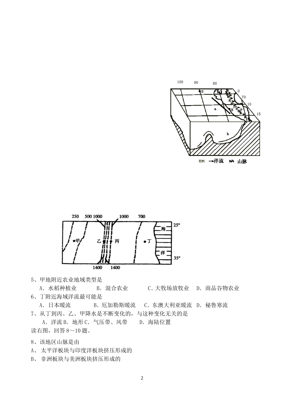 2016河口高级高三地理世界部分_第2页