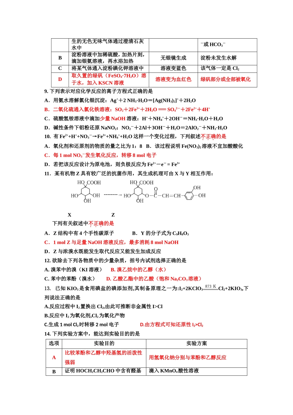 2015通州高级中学高二化学期末复习六_第2页