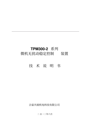 TPM300-2无扰动稳定控制装置技术资料