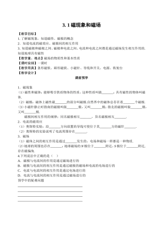 3.1磁现象和磁场教案