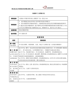 张晓林个人研修计划