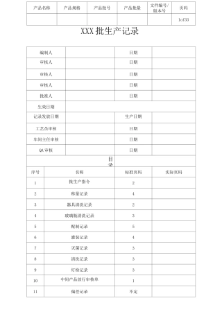保健食品生产企业《批生产记录》示例