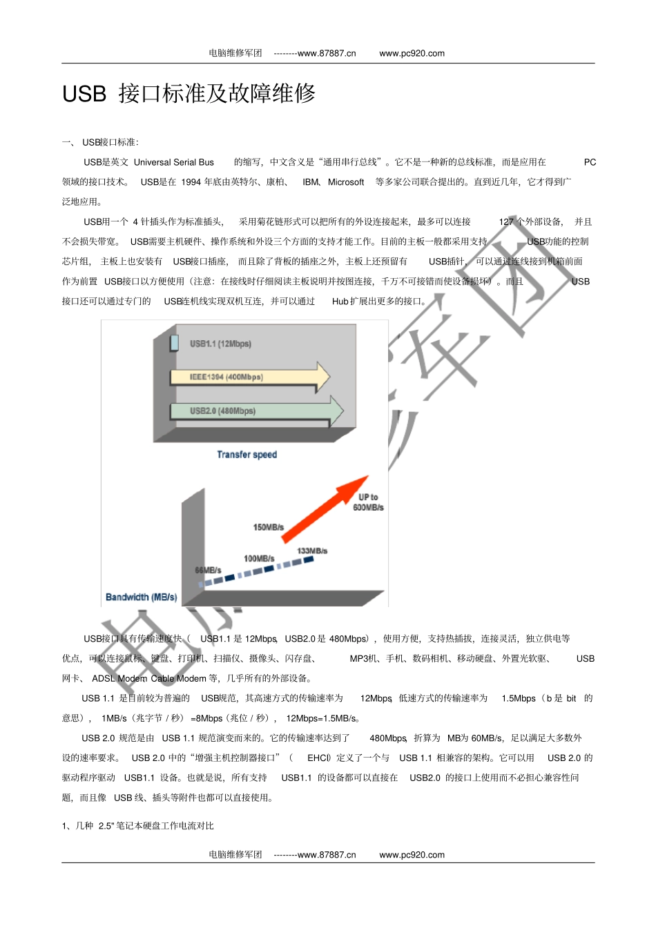 USB接口标准及故障维修概要_第1页
