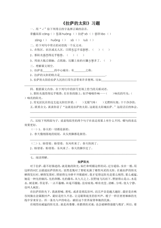 《拉萨的太阳》习题1