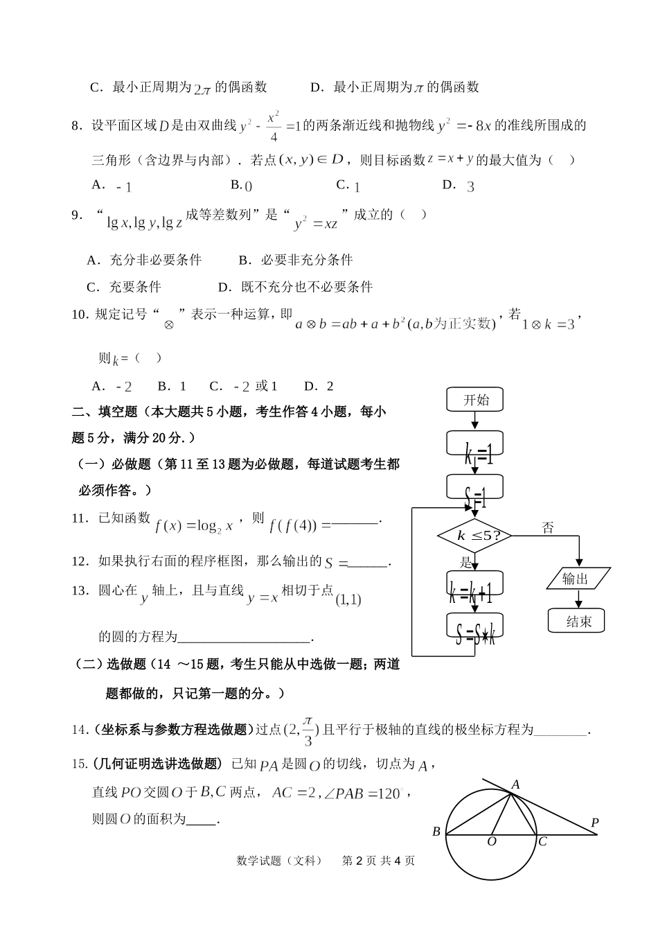 2012高三模拟考试二(A)_第2页