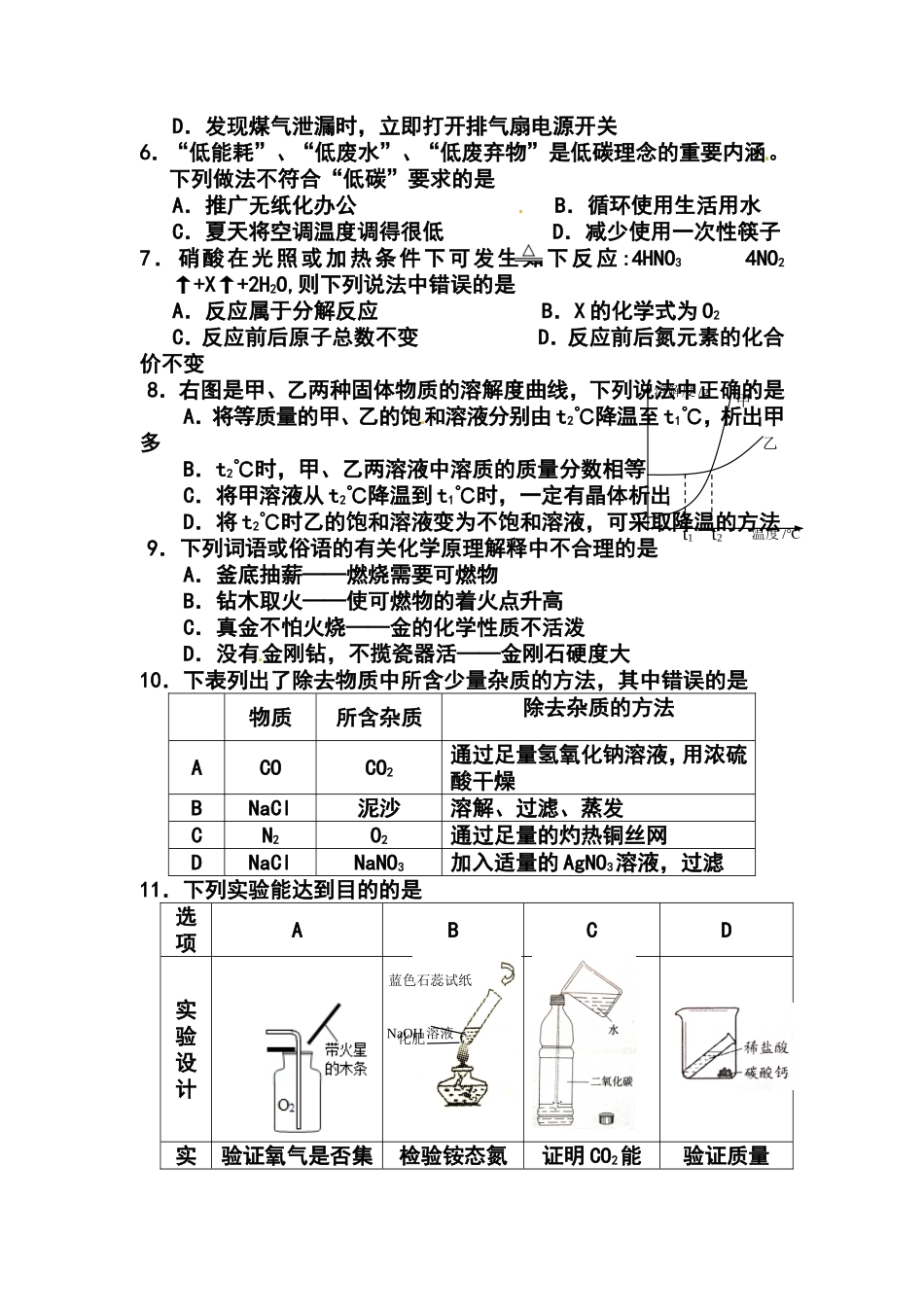 2014年湖北省咸宁市中考化学、生物、地方课程真题及答案_第2页