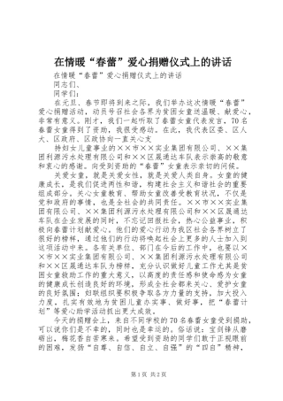 在情暖“春蕾”爱心捐赠仪式上的讲话发言