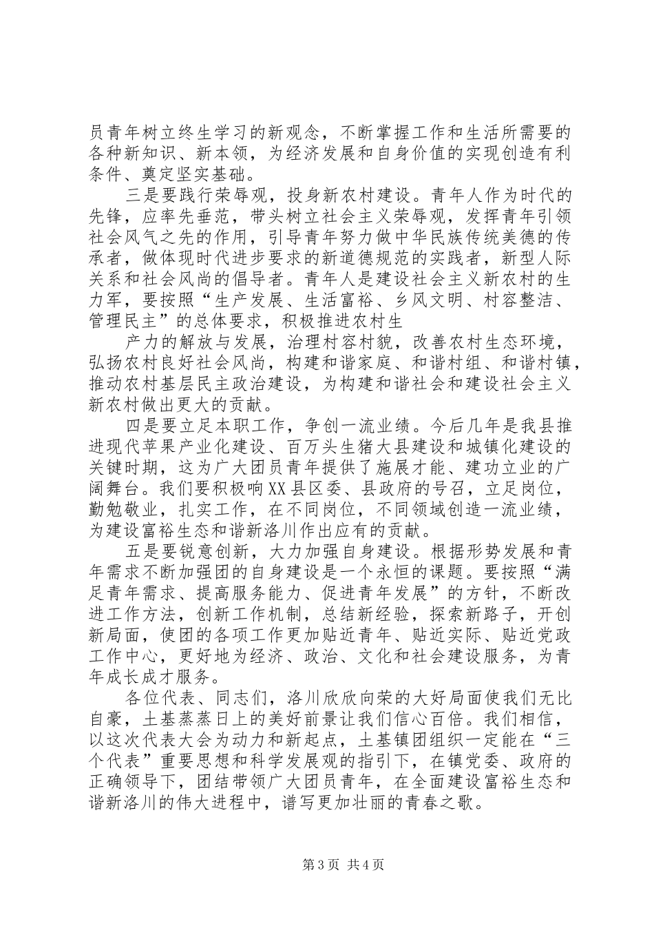 在土基镇团代会上的讲话发言_第3页