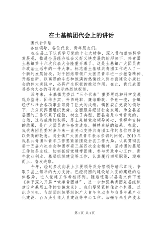 在土基镇团代会上的讲话发言