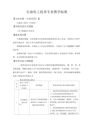 石油化工技术标准