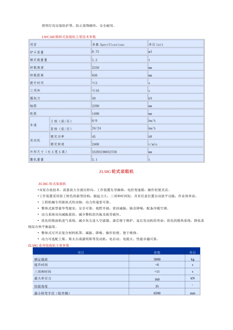 各类装载机性能参数_第2页
