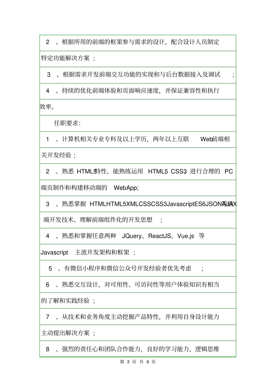 web前端设计师的主要职责说明岗位职责_第3页