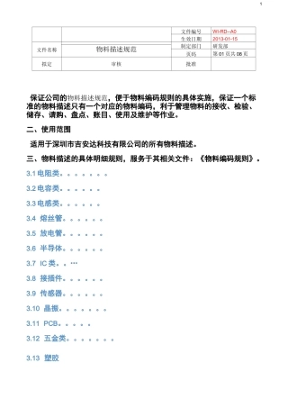 物料描述规范全解