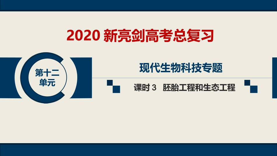第十二单元-选修3-课时3-胚胎工程和生态工程_第1页
