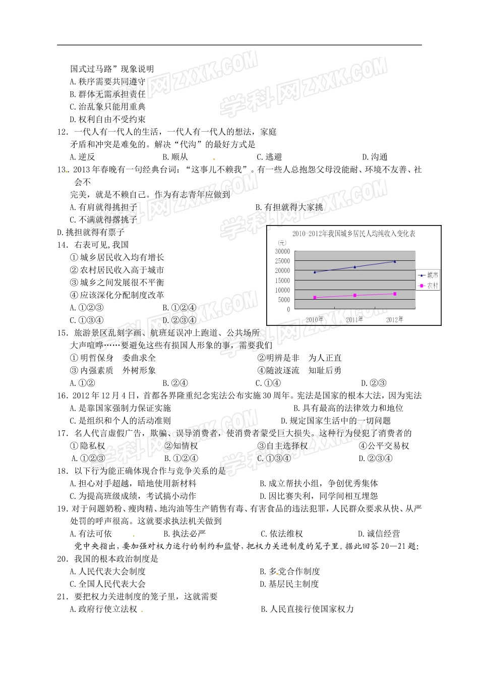 扬州市2013年初中毕业升学试卷_第2页