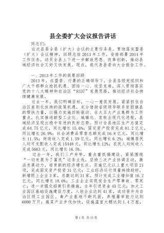 县全委扩大会议报告讲话发言