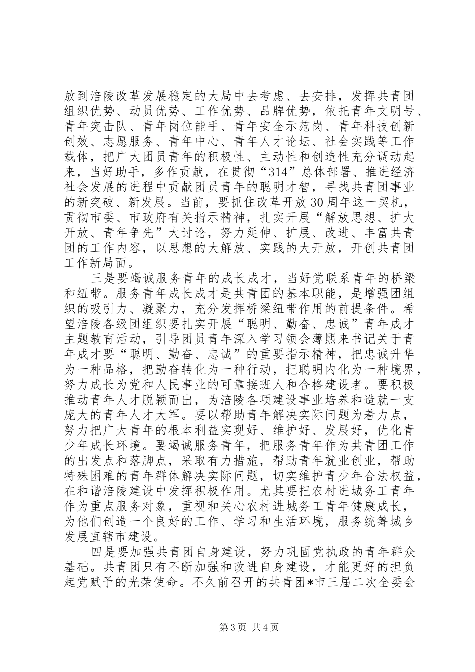 共青团代表大会上的讲话发言_第3页