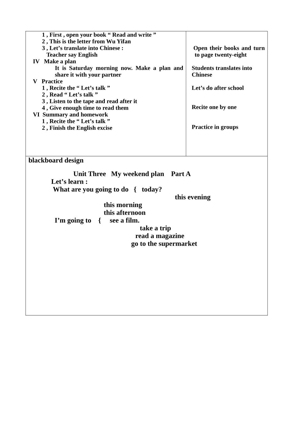 2014新版PEP小学六年级英语上册Unit3-Part-A教案(全英)_第3页