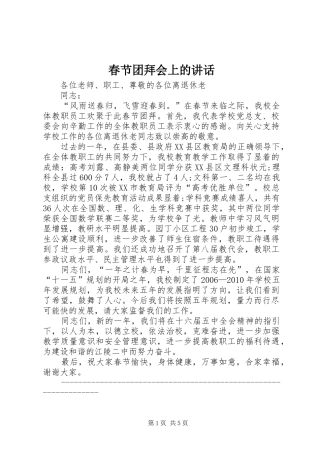 春节团拜会上的讲话发言