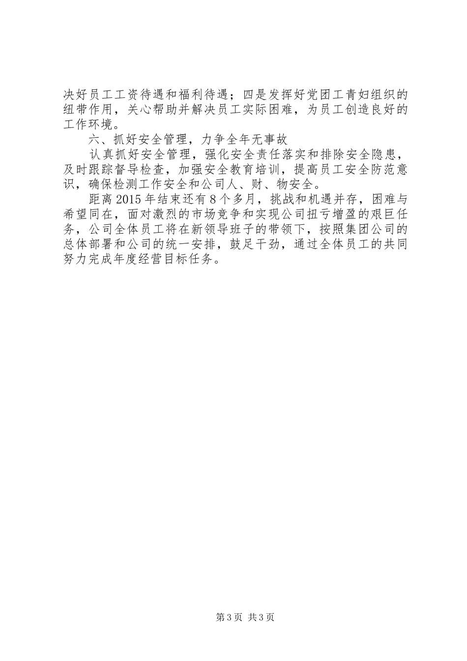 关于贯彻落实集团公司领导在XX公司工作会议上讲话发言精神的工作方案_第3页